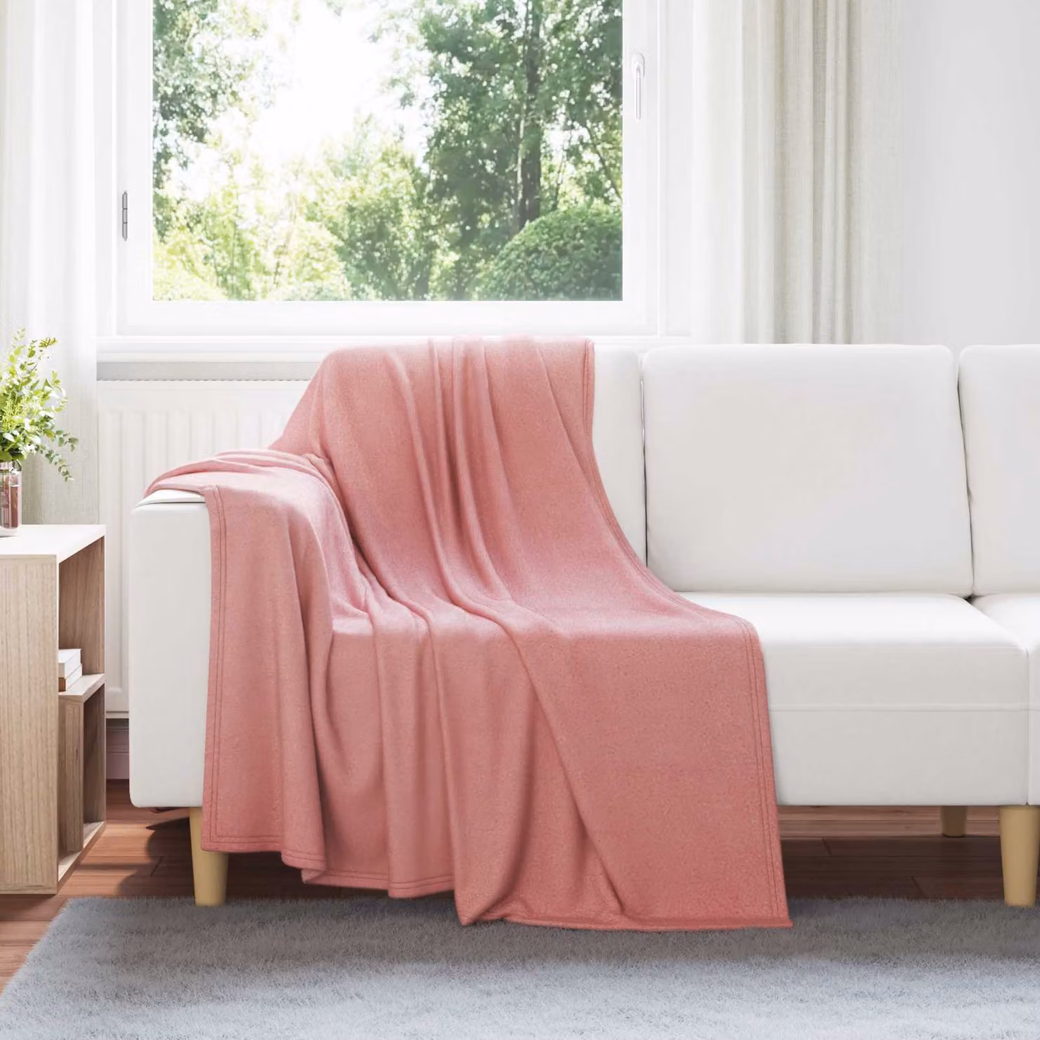 Coperta in pile rosa vidaXL, morbida e facile da curare, L: 170 cm, P: 130 cm