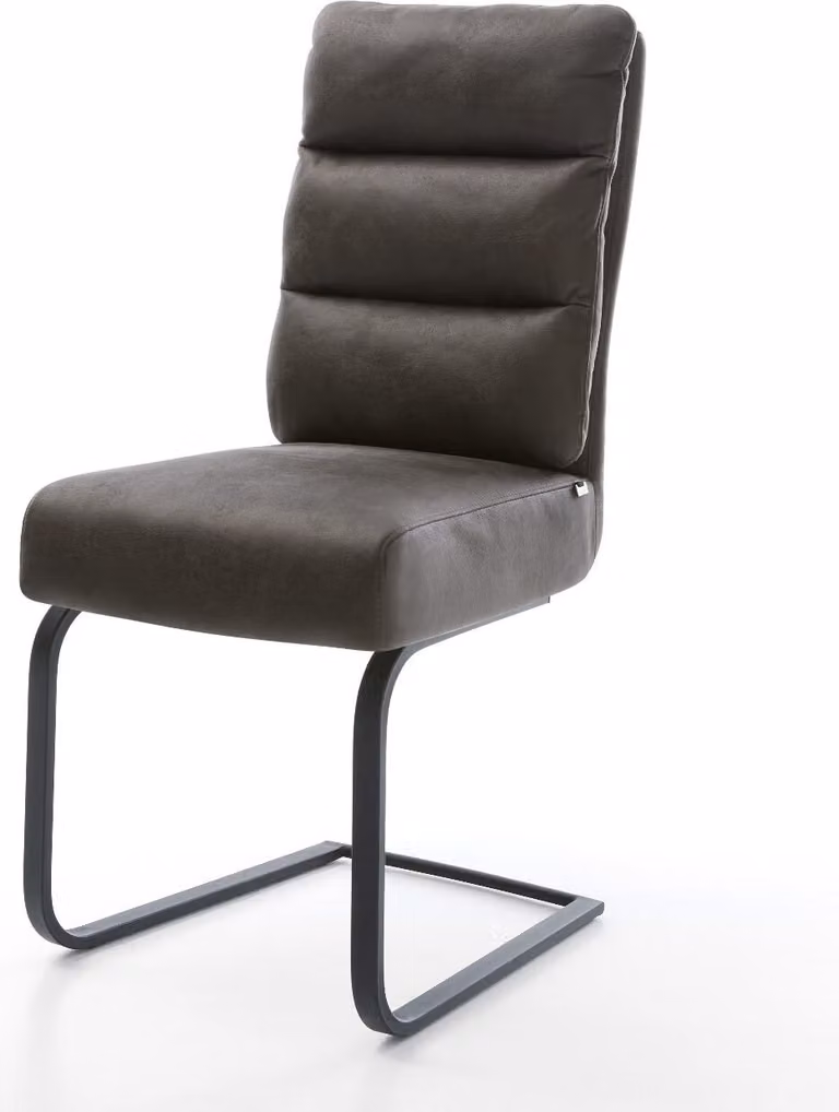 DELIFE Sedia a dondolo Pela-Flex in microfibra, color antracite, stile vintage. Sedia a dondolo bassa, color nero, con molle insacchettate