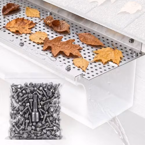 Set di 26 pezzi di protezione per grondaia VEVOR in alluminio color argento con filtro per foglie, Larghezza: 12,7 cm, Lunghezza totale: 31,7 m