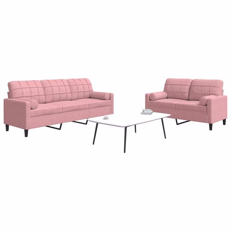 Maison Exclusive - Set divano a 2 posti con cuscini e poggiatesta in velluto rosa