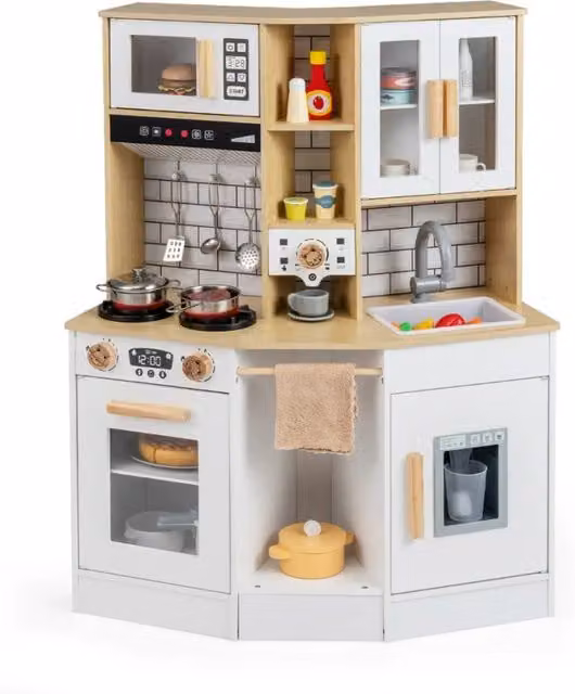 Cucina giocattolo per bambini in legno bianco e beige L/P/H: 75 x 36 x 96 cm