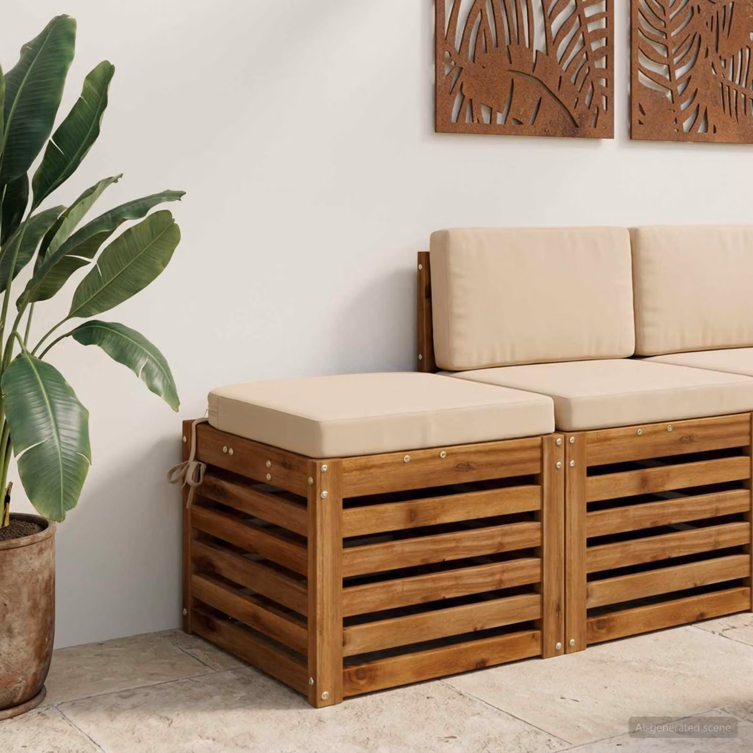 Cuscino per sedile vidaXL SOEST in poliestere, colore beige, design moderno e rettangolare