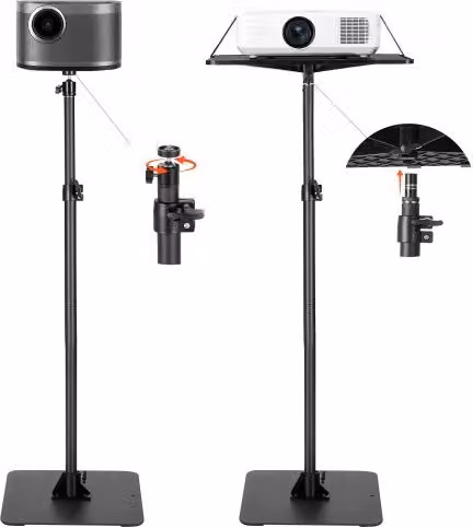 Supporto per Proiettore Mobile da Terra VEVOR Nero, Altezza Regolabile da 72 a 157 cm, Base 30 x 40 cm, Supporto da Pavimento Girevole a 360° Multifunzionale
