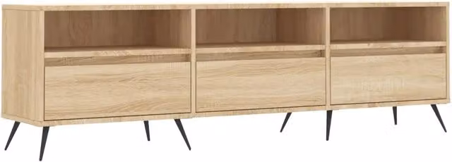Mobile porta TV moderno HELLOSHOP26 in legno di rovere color marrone con vano contenitore L/P/H: 150 x 30 x 44,5 cm – 1