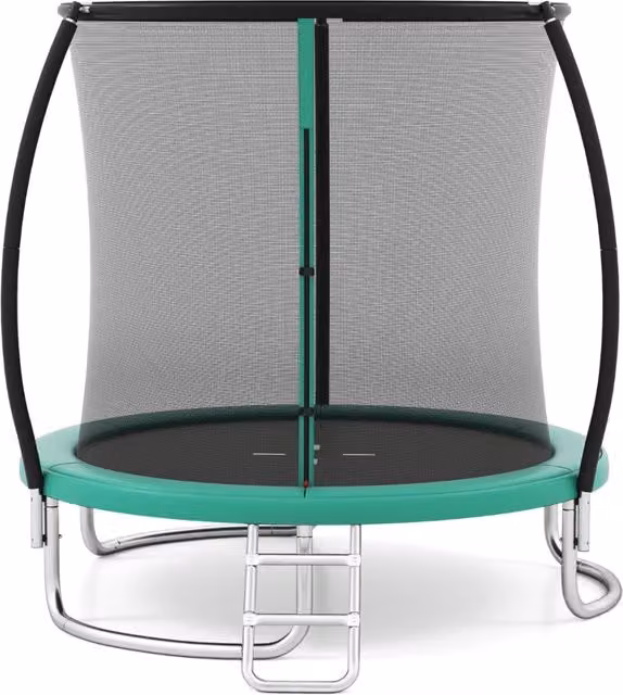 Trampolino ricreativo pesante con rete di sicurezza per bambini e adulti, Trampolino da esterno 244 cm in acciaio zincato antiruggine Verde-Trampolini