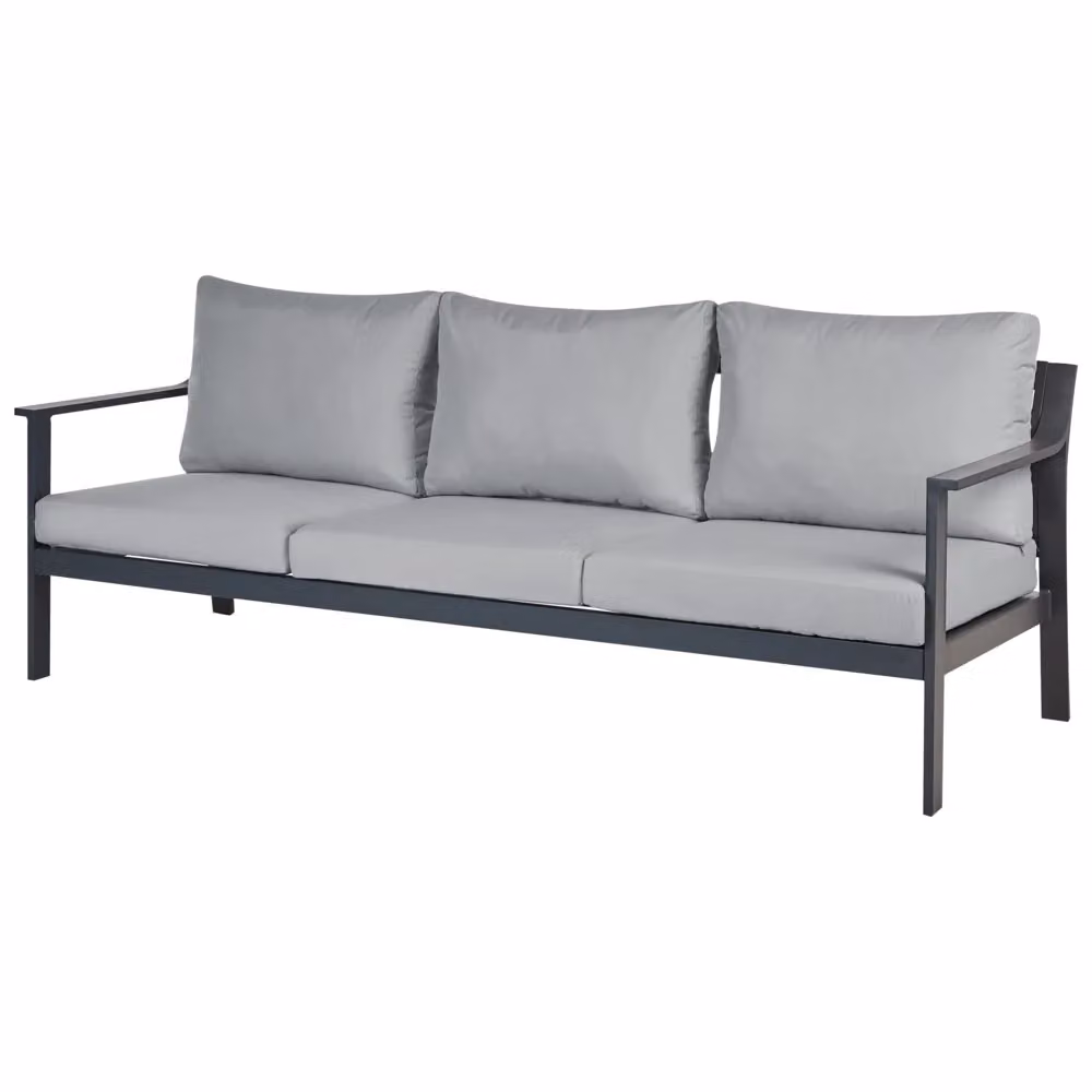 Divano da giardino Beliani a 3 posti in alluminio con cuscini grigi in stile moderno – 2