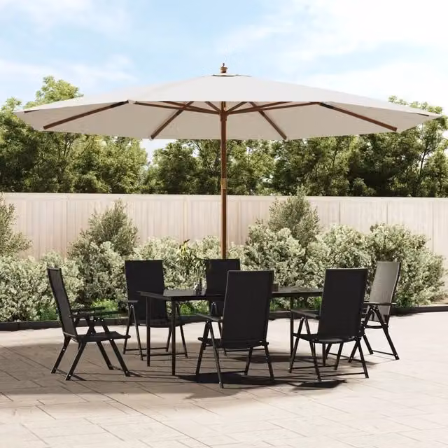 Ombrellone da Giardino Videx con Palo in Legno e Copertura in Poliestere Colore Sabbia L: 400 cm, H: 273 cm