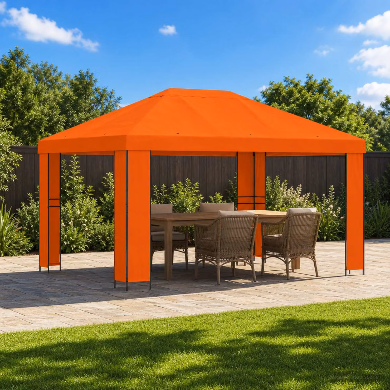 Gazebo vidaXL in acciaio e poliestere arancione e nero 4 x 3 m