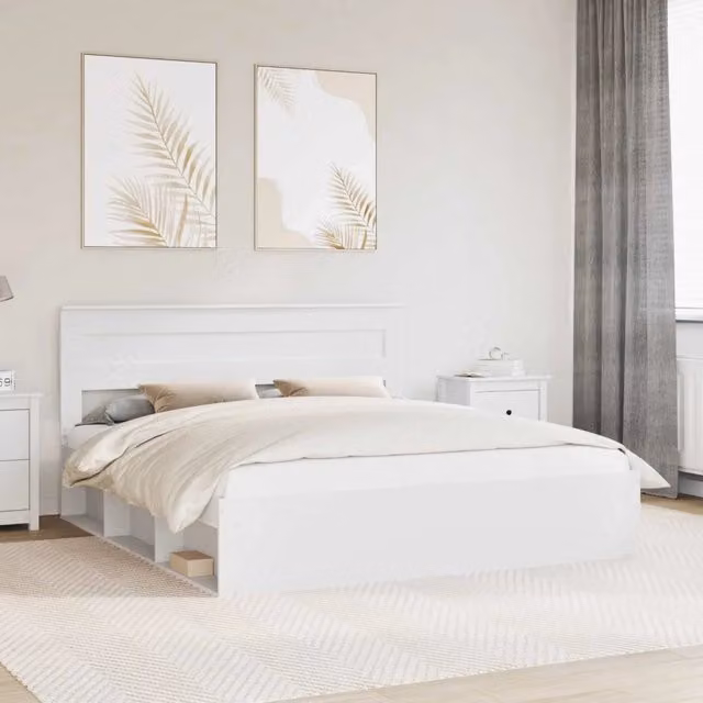 Letto matrimoniale | Letto per adulti | Struttura del letto Bianco 180 x 200 cm Pino massello