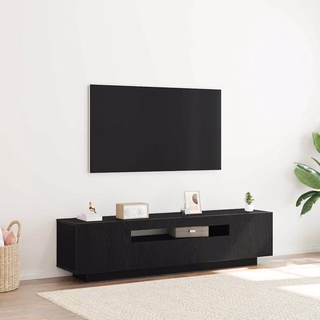 Mobile TV vidaXL Moderno Nero in MDF L: 160 cm, P: 35 cm, H: 40 cm