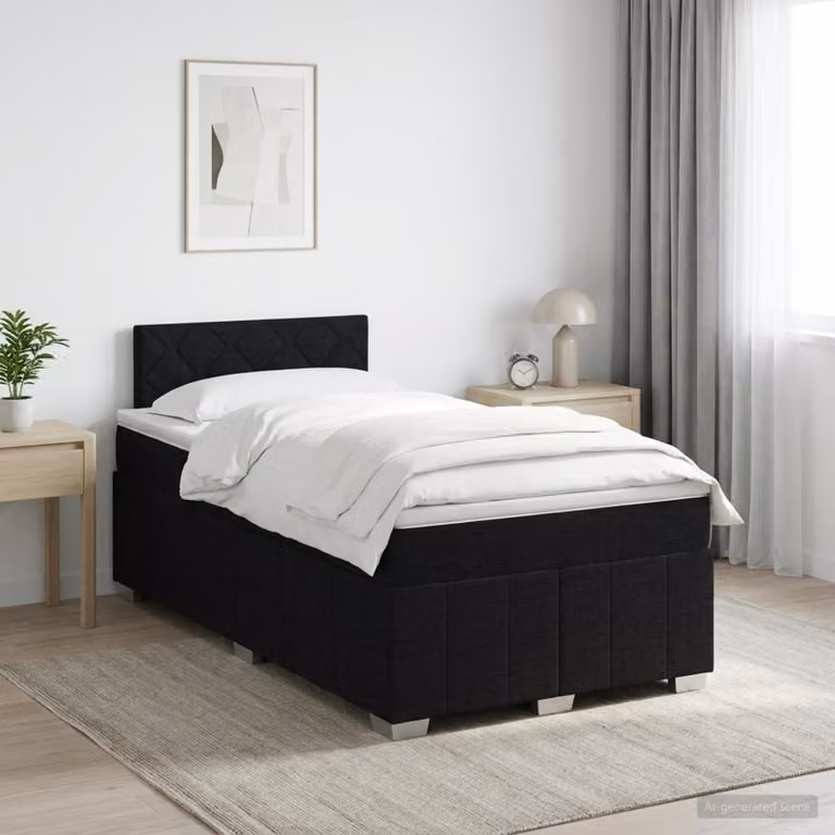 Letto box spring con materasso vidaXL in tessuto nero L 120 x P 200 cm