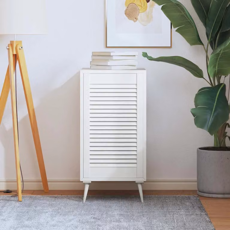 Anta con design a lamelle vidaXL in legno di pino bianco, L: 69 cm, P: 39,4 cm