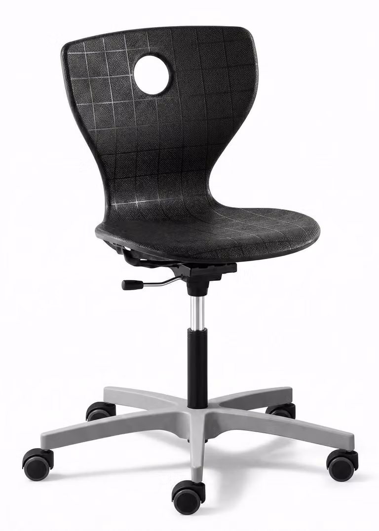 Sedia girevole ergonomica con rotelle e telaio regolabile in altezza