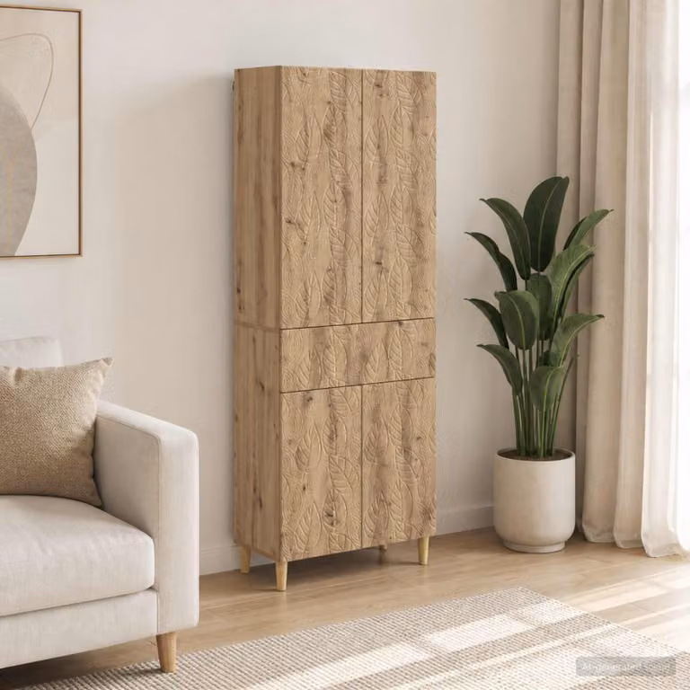 Set di 2 armadi moderni vidaXL in legno e MDF marrone con ante e cassetti, L/P/H: 90 x 34,5 x 66 cm