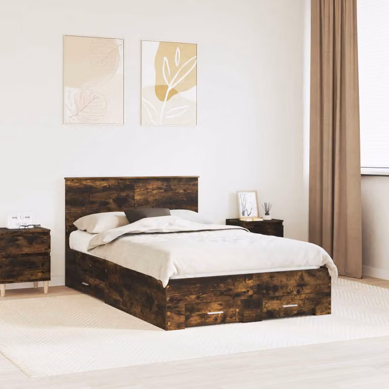 Struttura letto moderna vidaXL con cassetti in legno marrone L 120 x P 200 cm