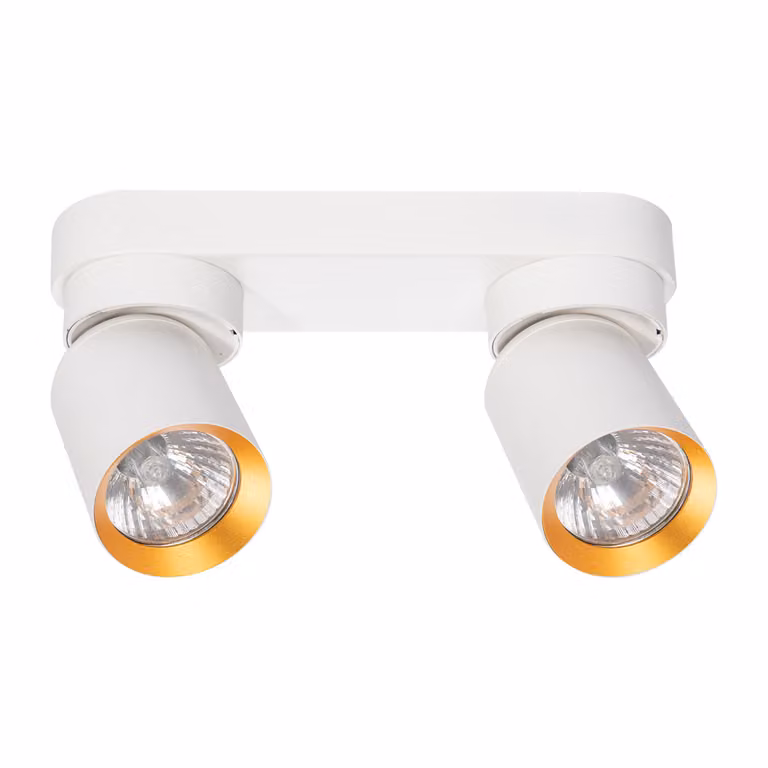 Striscia bianca 2 faretti con interno oro movibili 2xGU10 10W Andy Milagro