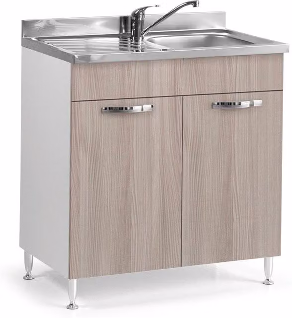Sottolavello 2 ante 80 cm con lavello incluso colore olmo
