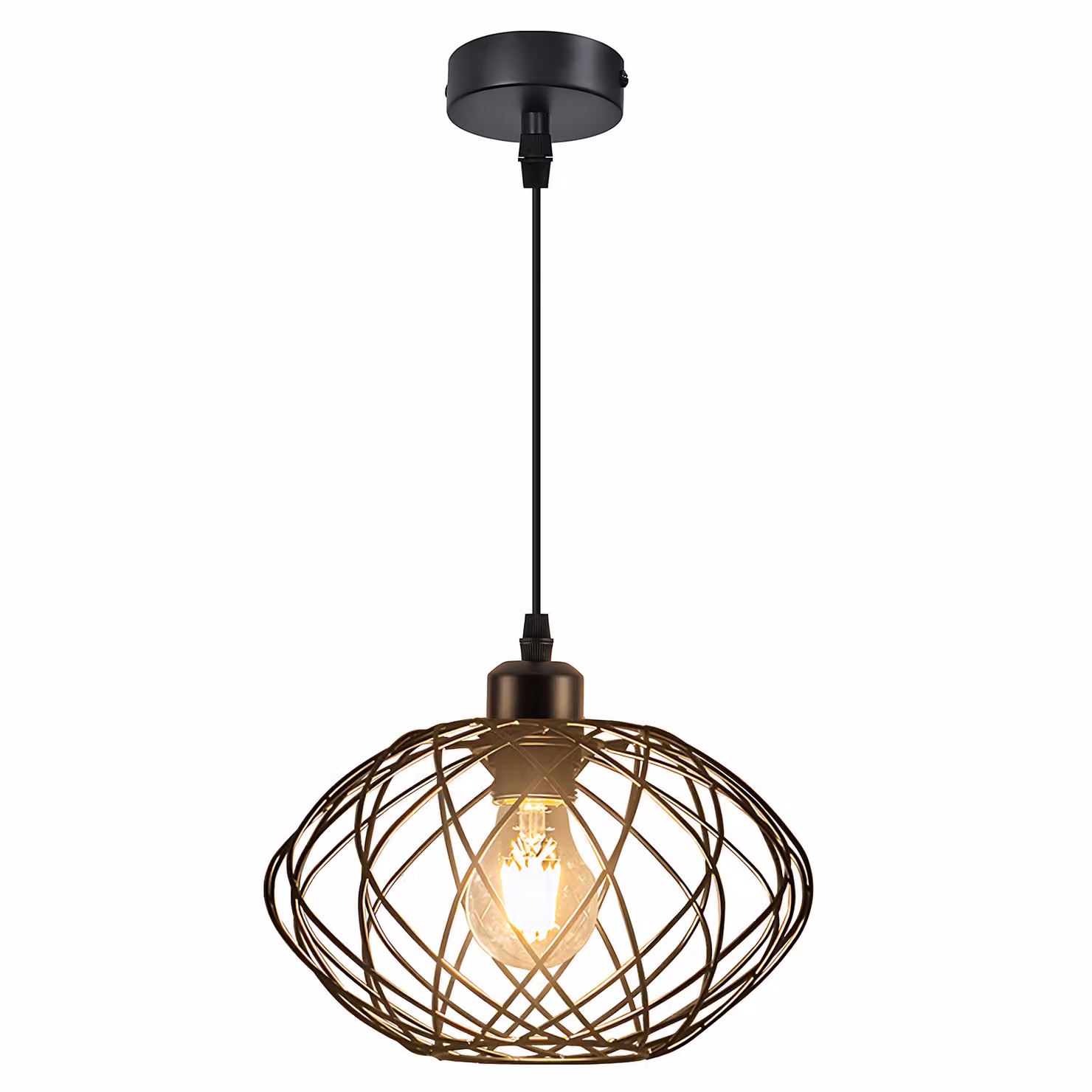 ZMH Lampada a sospensione industriale nera Luce a sospensione in metallo vintage E27 Lampada per sala da pranzo Lampada per cucina a sospensione per soggiorno corridoio senza lampadina