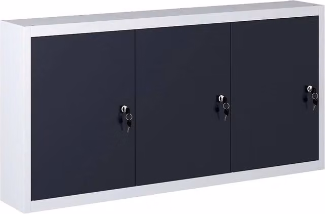 Mobiletto portautensili da parete in metallo stile industriale con ante chiudibili, grigio e nero, L: 120 cm – 1