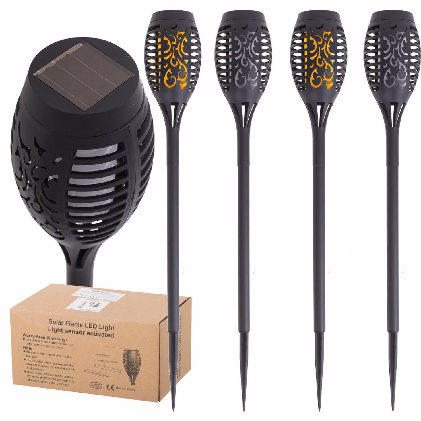 Torce solari da giardino 12LED 4pz.