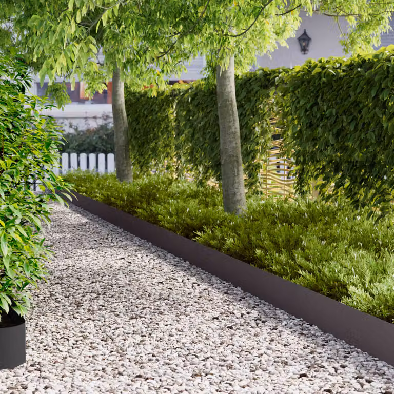 Set di 20 bordure per prato vidaXL in acciaio nero, L: 102 cm, H: 15 cm, P: 4 cm