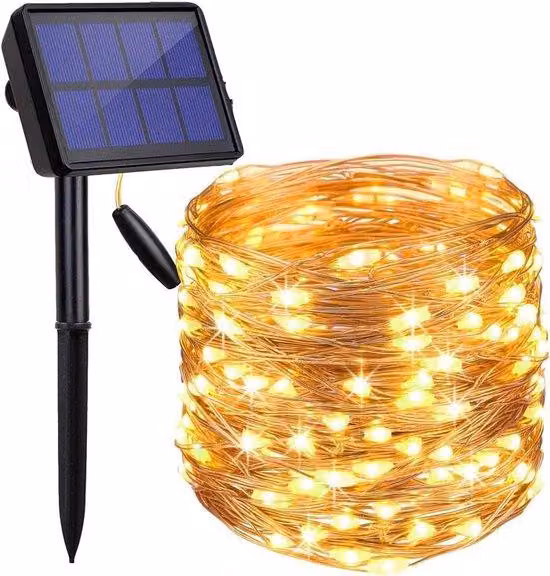 Sistema di illuminazione esterna a energia solare senza fili, 20 m, 200 LED, sistema di illuminazione esterna a energia solare con 8 livelli di luminosità