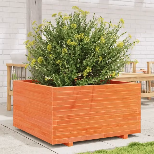 Fioriera Giardino Marrone Cera 90x90x49,5cm Legno Massello Pino 3282536