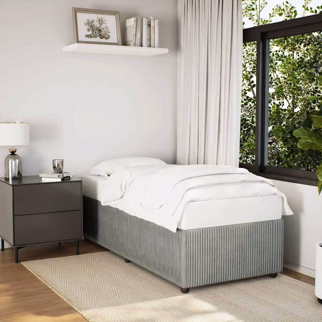 Giroletto vidaXL senza materasso in velluto grigio chiaro, L 90 cm x P 200 cm – 1