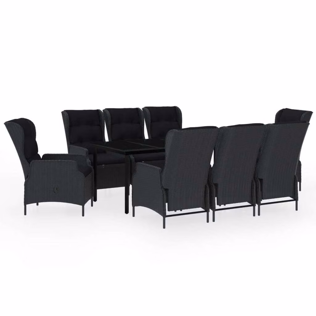 Set Mobili da Pranzo per Giardino 9 pz Grigio Scuro