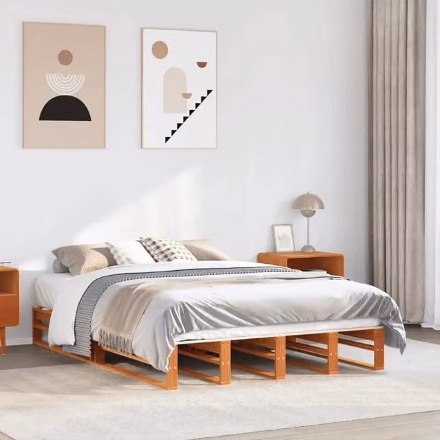 Letto in legno di pino rustico vidaXL marrone cera L/P/H: 135 x 190 cm