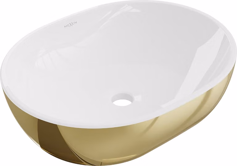 Mexen Viki lavabo da appoggio 48 x 35 cm, bianco/oro - 21054806