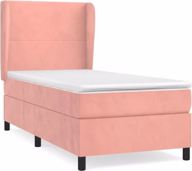 Letto singolo | Letto per adulti | Giroletto a Molle con Materasso Rosa 80x200 cm in Velluto