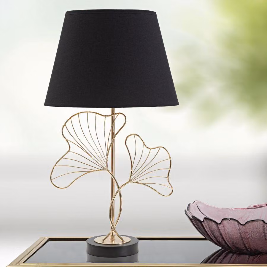 Mauro Ferretti lampada da tavolo foglie E27 Ø 30x60 cm oro nero