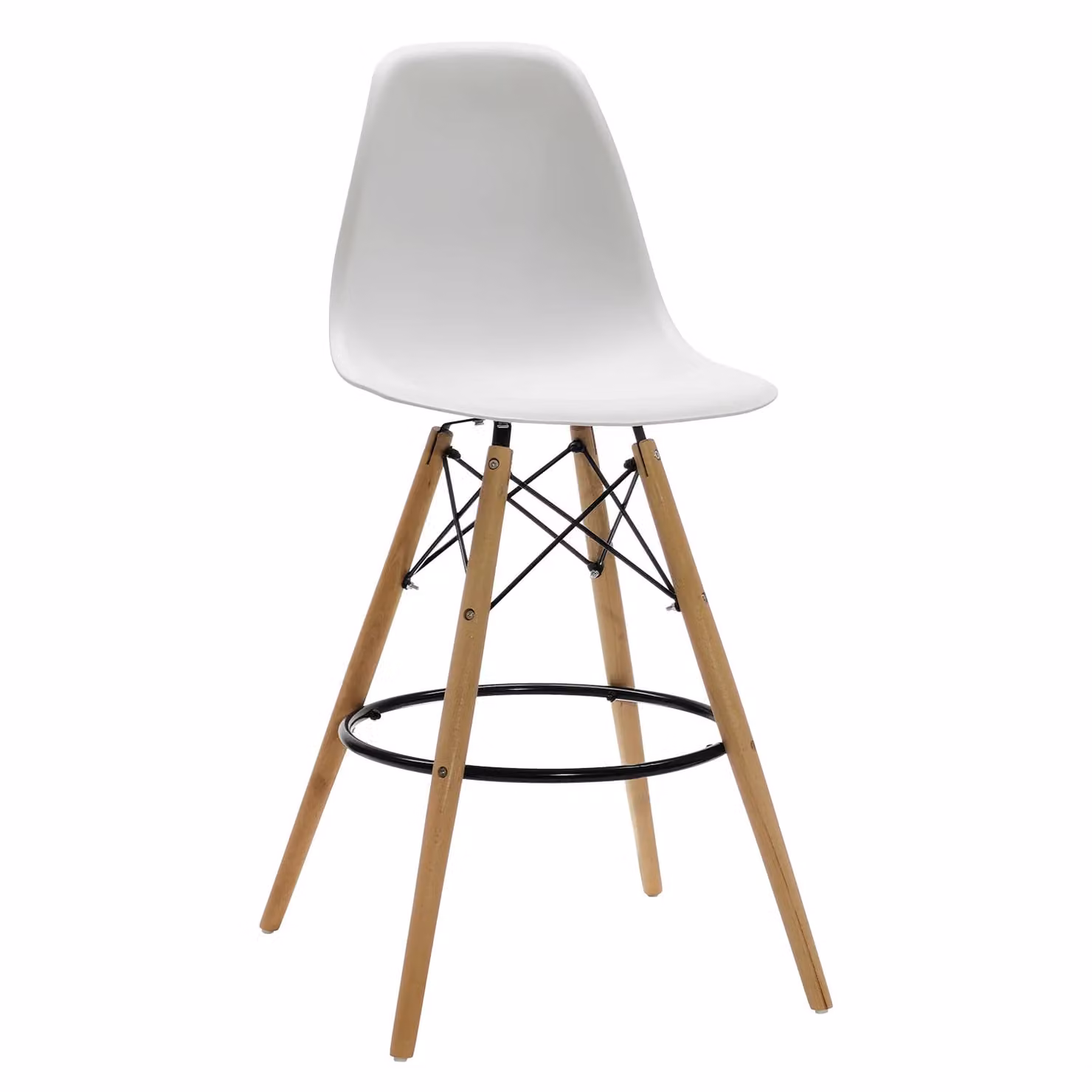 Sgabello Nordica Vestiamo Casa in polipropilene bianco con gambe in legno di faggio H 106 x L 53 x P 46 cm – 1