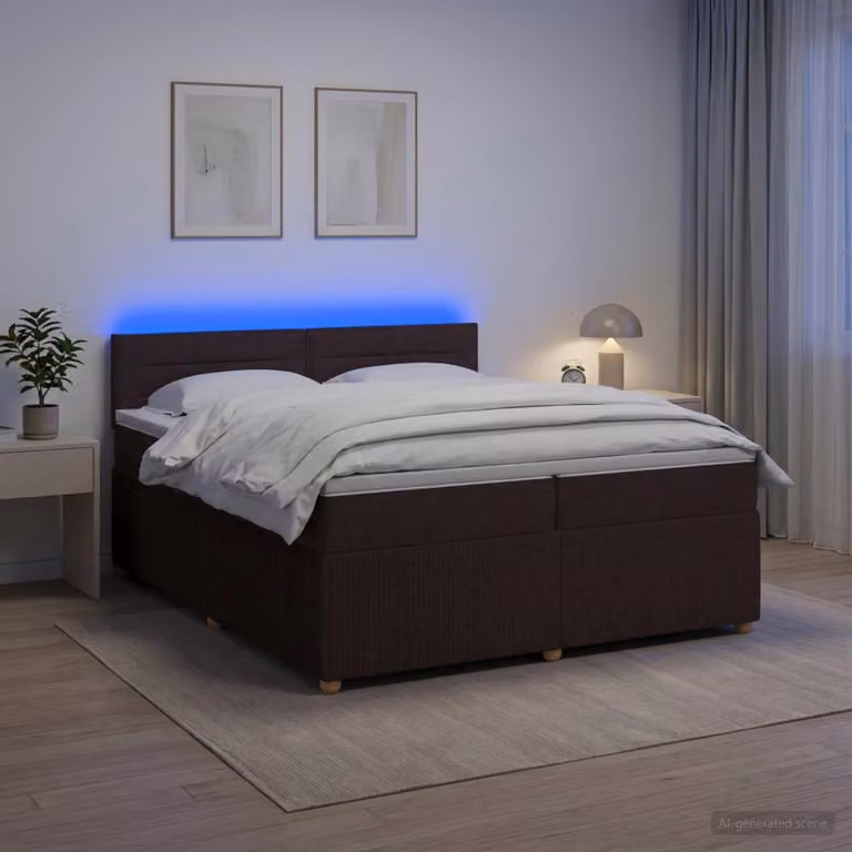 Maison Exclusive - Letto boxspring con materasso marrone scuro 200 x 200 cm Tessuto