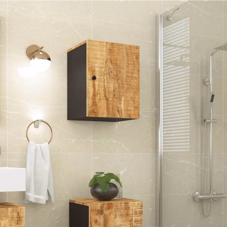 Mobile da bagno a parete vidaXL in legno di mango marrone L: 38 cm, P: 33 cm, H: 48 cm