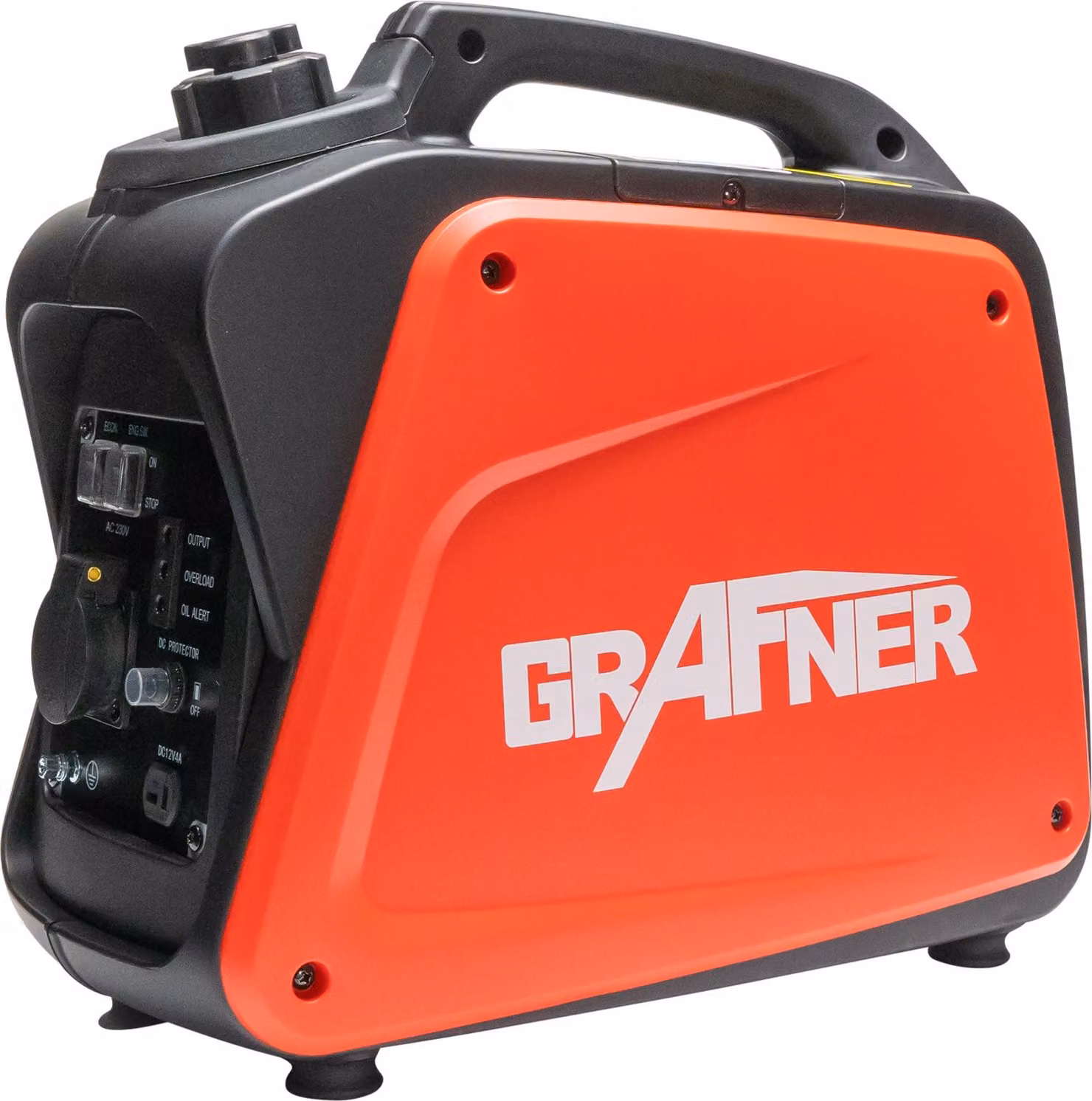 Generatore di corrente Grafner Inverter Genrator 1100 W (1 KW di potenza continua), funzionamento a benzina a 4 tempi, 230V, tecnologia inverter per dispositivi sensibili, leggero e robusto, generatore di corrente di emergenza digitale a benzina