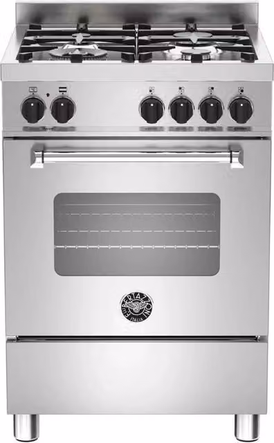 Cucina a gas e forno elettrico Bertazzoni MAS604MFESXE combinata, acciaio inox e ghisa, colore argento, L: 60 cm, P: 69 cm, H: 60 cm