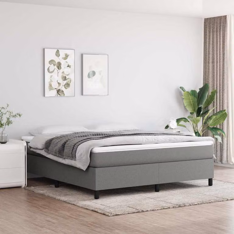 vidaXL Struttura Letto a Rete a Molle in Tessuto Grigio, L: 180 cm, P: 200 cm