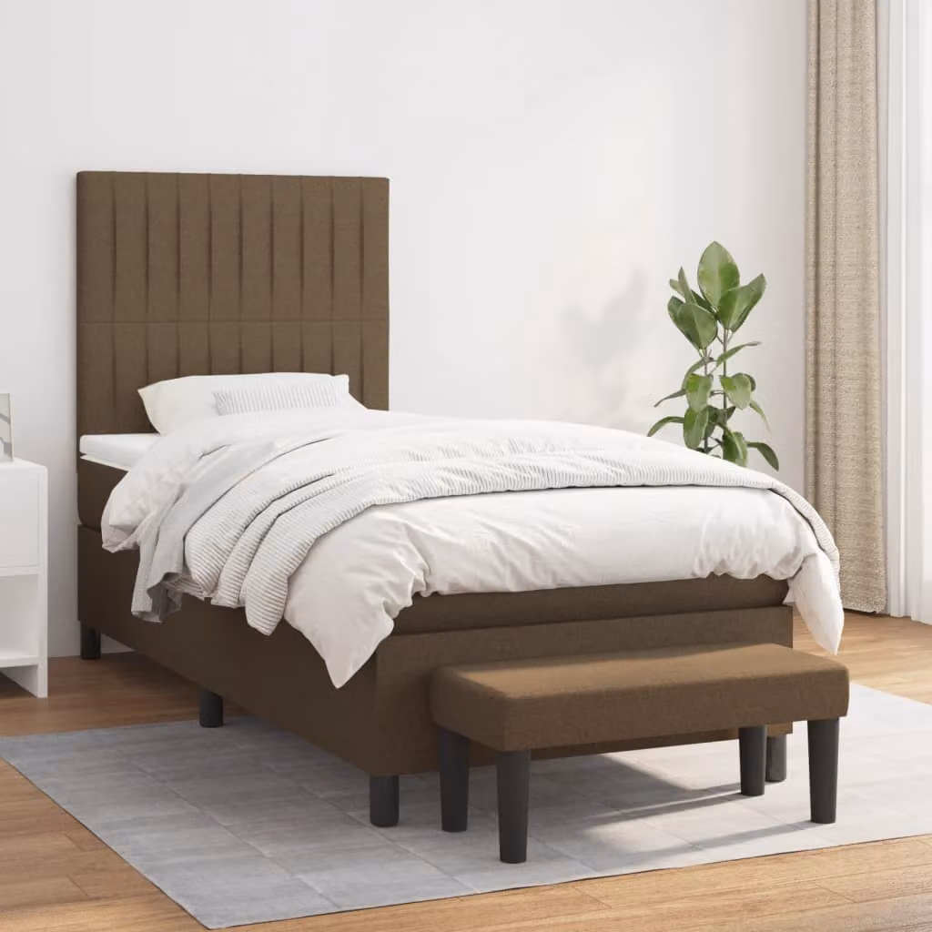 Letto Ibrido con Giroletto a Molle e Materasso vidaXL, Marrone Scuro e Bianco, L/P/H: 100 x 200 x 203 cm
