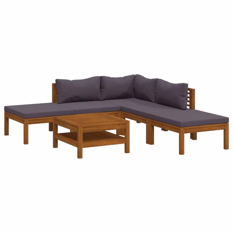 Set Divani da Giardino 6 pz con Cuscini in Massello di Acacia