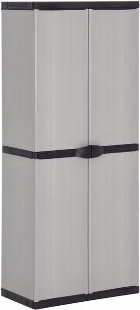 Armadietto da Giardino con 3 Ripiani Grigio e Nero 68x40x168 cm 340983