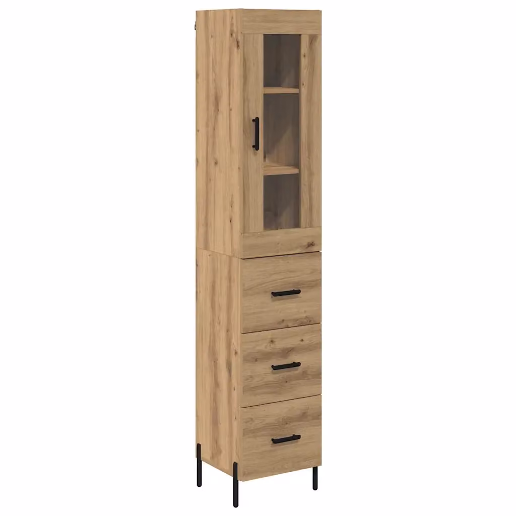 Credenza Buffet con Cassetto vidaXL in Rovere per Cucina e Sala da Pranzo, L/P/H: 34,5 x 34 x 180 cm – 2