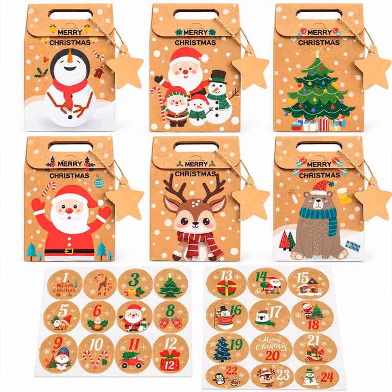 Calendario dell'Avvento da riempire, composto da 24 elementi, multicolore, 21 cm