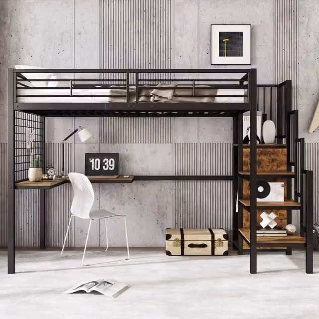 Letto a castello con scrivania - Xylo - 90x200 cm - Nero