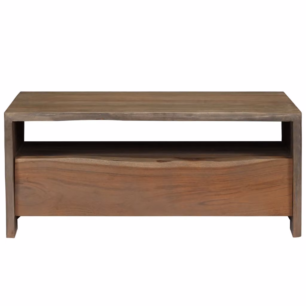 Tavolino da Caffè in Legno Massello di Acacia 90x50x40cm Grigio