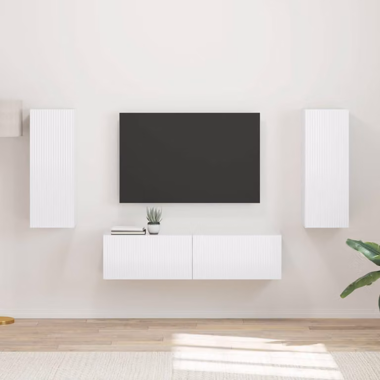 Set di 2 mobili TV moderni vidaXL in MDF bianco lucido per soggiorno