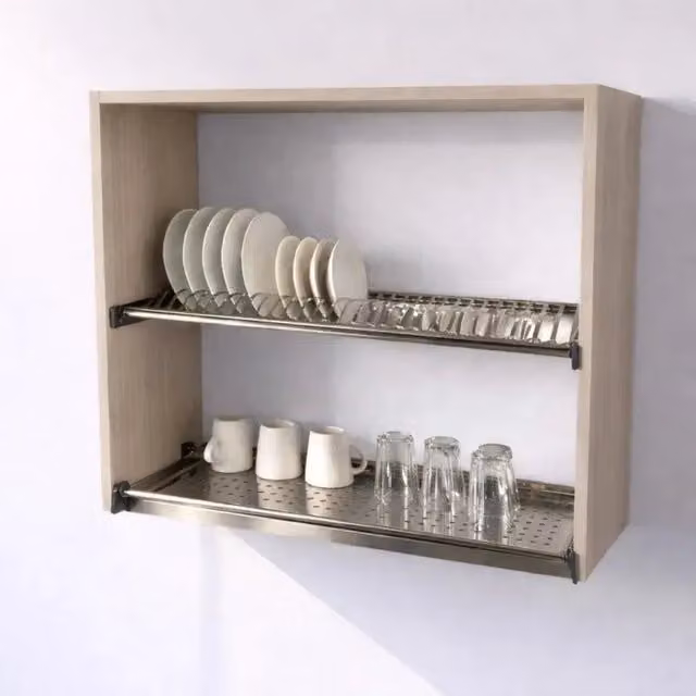 Pensile Scolapiatti Calandrelli in Olmo, Colore Beige, H 72 x L 80 x P 33 cm