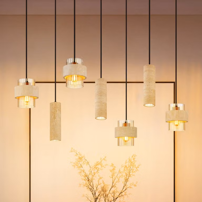 Globo Lampada a sospensione Daren, dimmerabile, Crema / Ambra, Soggiorno / Sala da pranzo, Vetro, Lampada a sospensione