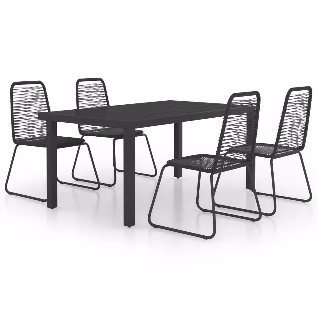 Set da pranzo da giardino vidaXL in 5 pezzi in rattan e metallo nero moderno – 2